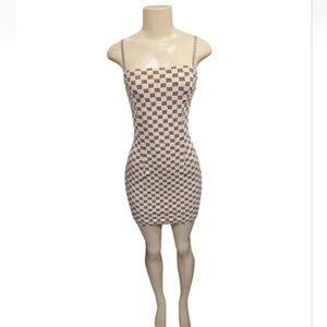 MISBHV Beige Monogram Spaghetti  Mini Dress Women’s Size XS